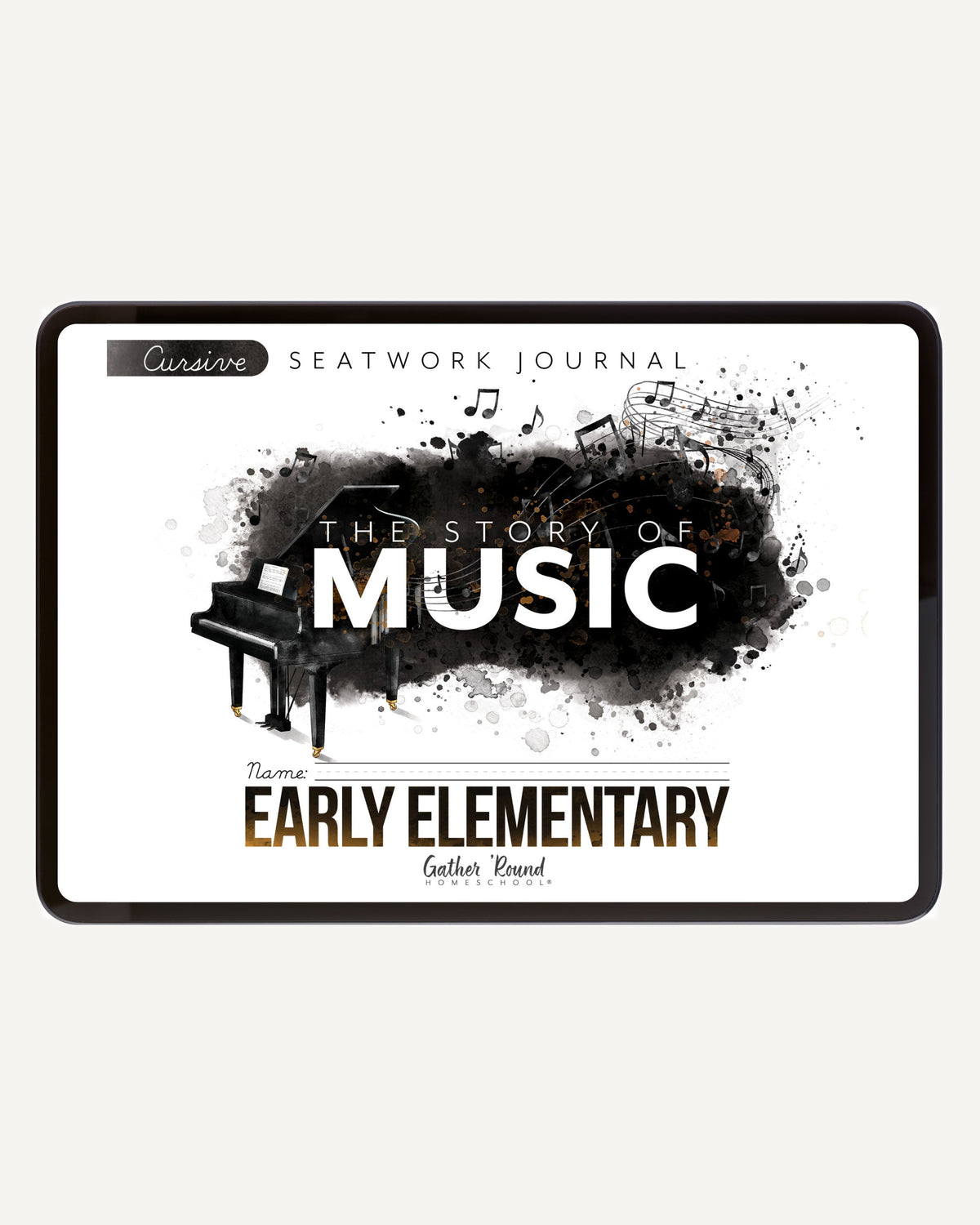 Music homeschool unit study digital student seatwork journal in cursive for early elementary
