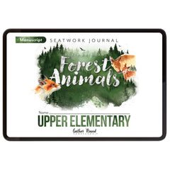 North American Forest Animals homeschool unit study digital student seatwork journal in manuscript for upper elementary