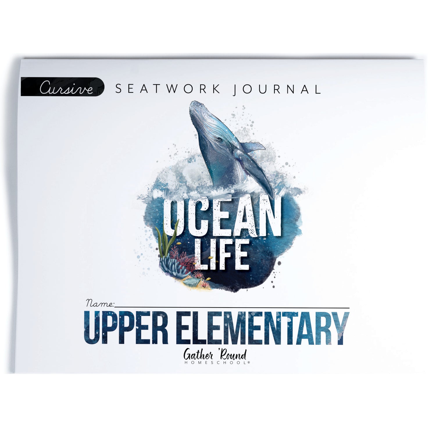 Ocean Life homeschool unit study digital seatwork journal in cursive for upper elementary