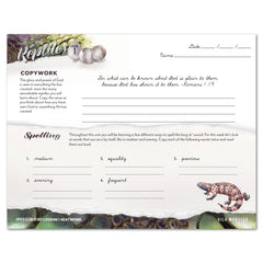 Reptiles homeschool unit study digital student seatwork journal in cursive for Upper Elementary worksheet