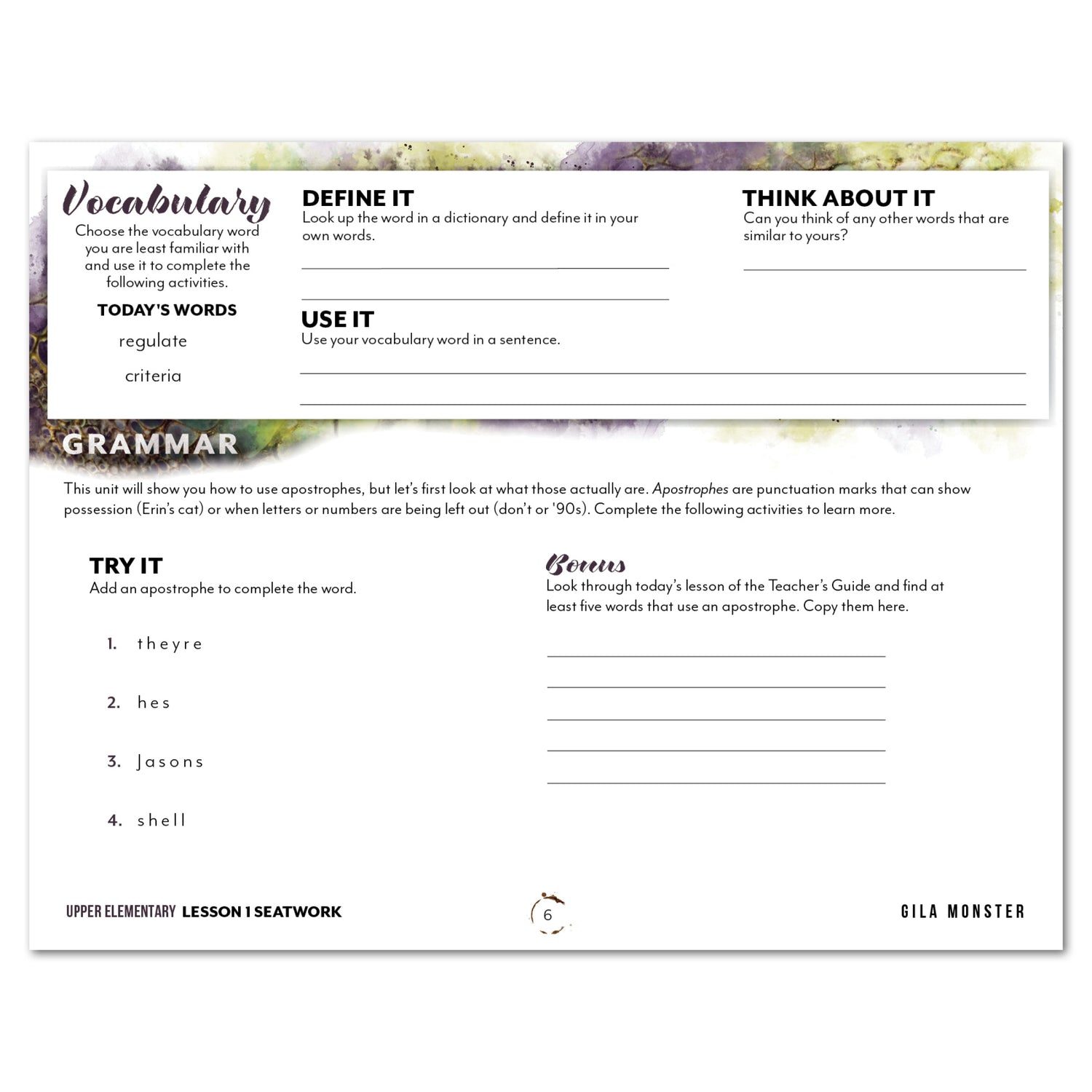 Reptiles homeschool unit study printed student seatwork journal in manuscript for Upper Elementary worksheet