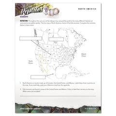 Reptiles homeschool unit study printed student workbook Upper Elementary North America Worksheet 