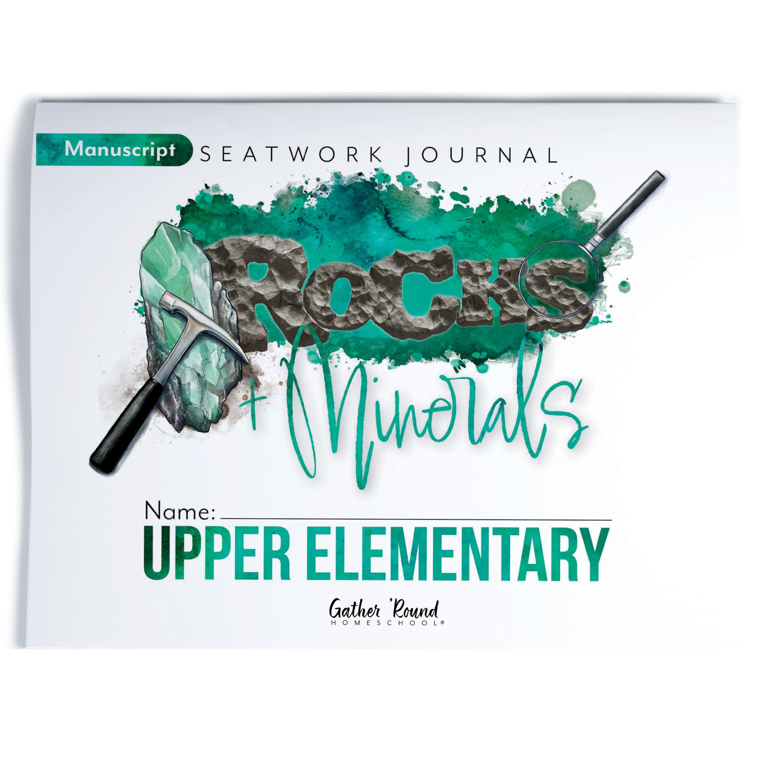 Rocks + Minerals homeschool unit study printed student seatwork journal in manuscript for Upper Elementary