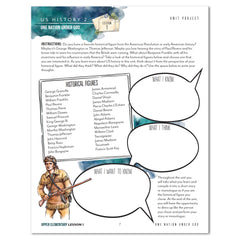 US History 2: Rise to Independence: 1763-1815 Homeschool Study Unit Printed Upper Elementary Student Book Lesson 1 Unit Project