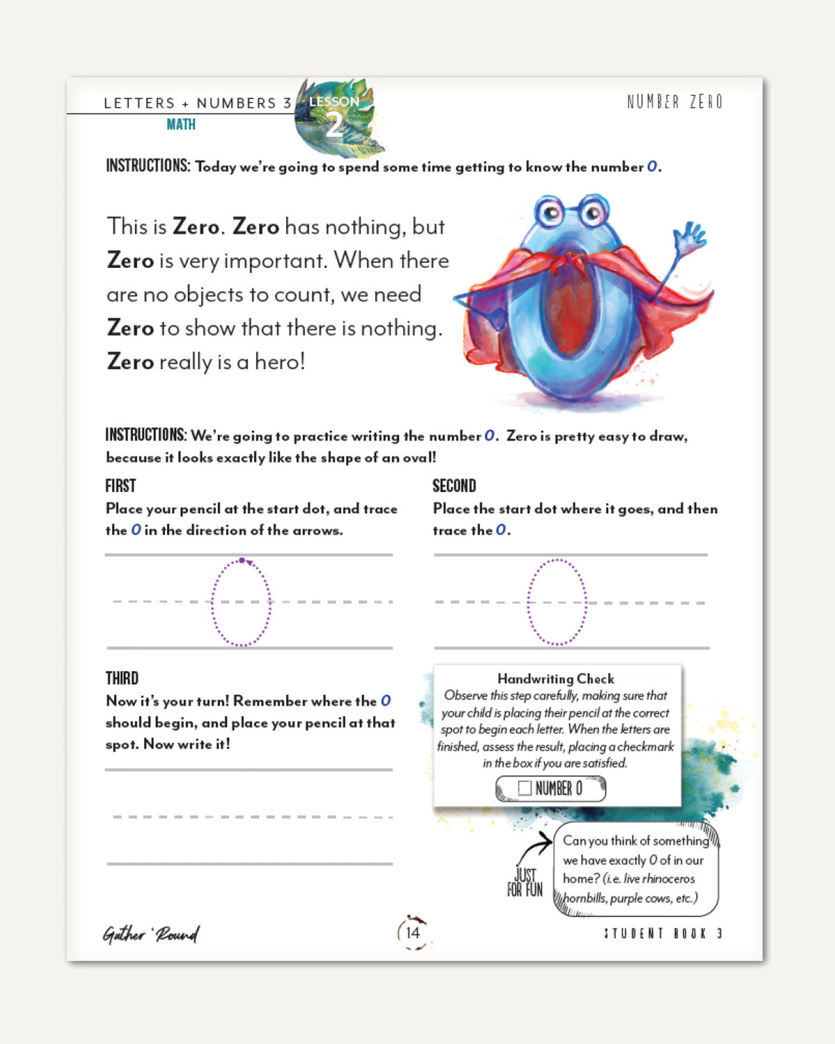 Letters + Numbers 3 In The Jungle Digital Student Book 3 Lesson 2 Math Number Zero