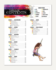 Psychology homeschool unit study digital table of contents upper elementary sheet two