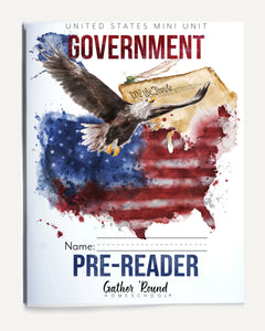 US Government Homeschool Study Unit Digital Printed Pre-Reader Student Book