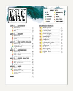 Entrepreneurship Homeschool Unit Study Digital Upper Elementary Student Book Table of Contents Lessons 15-20