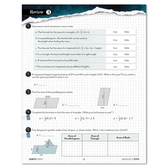 Mathematics worksheet with geometric problems and grid layout