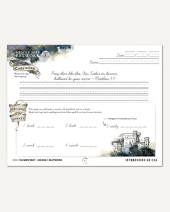 Middle Ages homeschool unit study digital student seatwork book in cursive for early elementary lesson one
