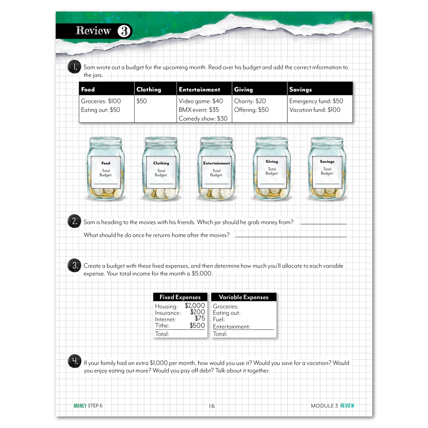 Money Modular Math step 6 printed book module 3 review