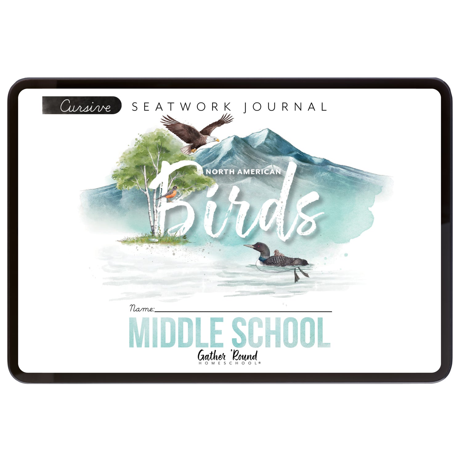 North American Birds part two homeschool unit study digital student seatwork journal in cursive for middle school 