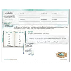 North American Birds part two homeschool unit study print student seatwork journal in Manuscript for Middle School lesson one