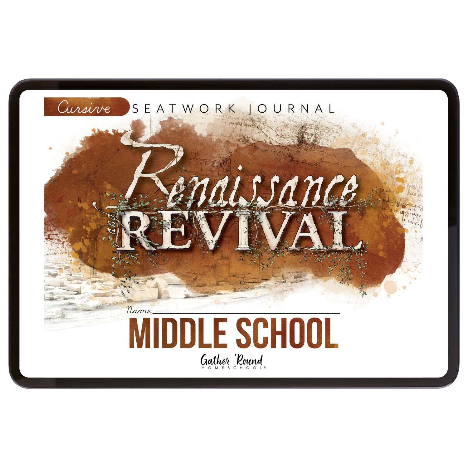 Renaissance and Revival Homeschool Unit Study Digital Seatwork Journal Cursive Middle School