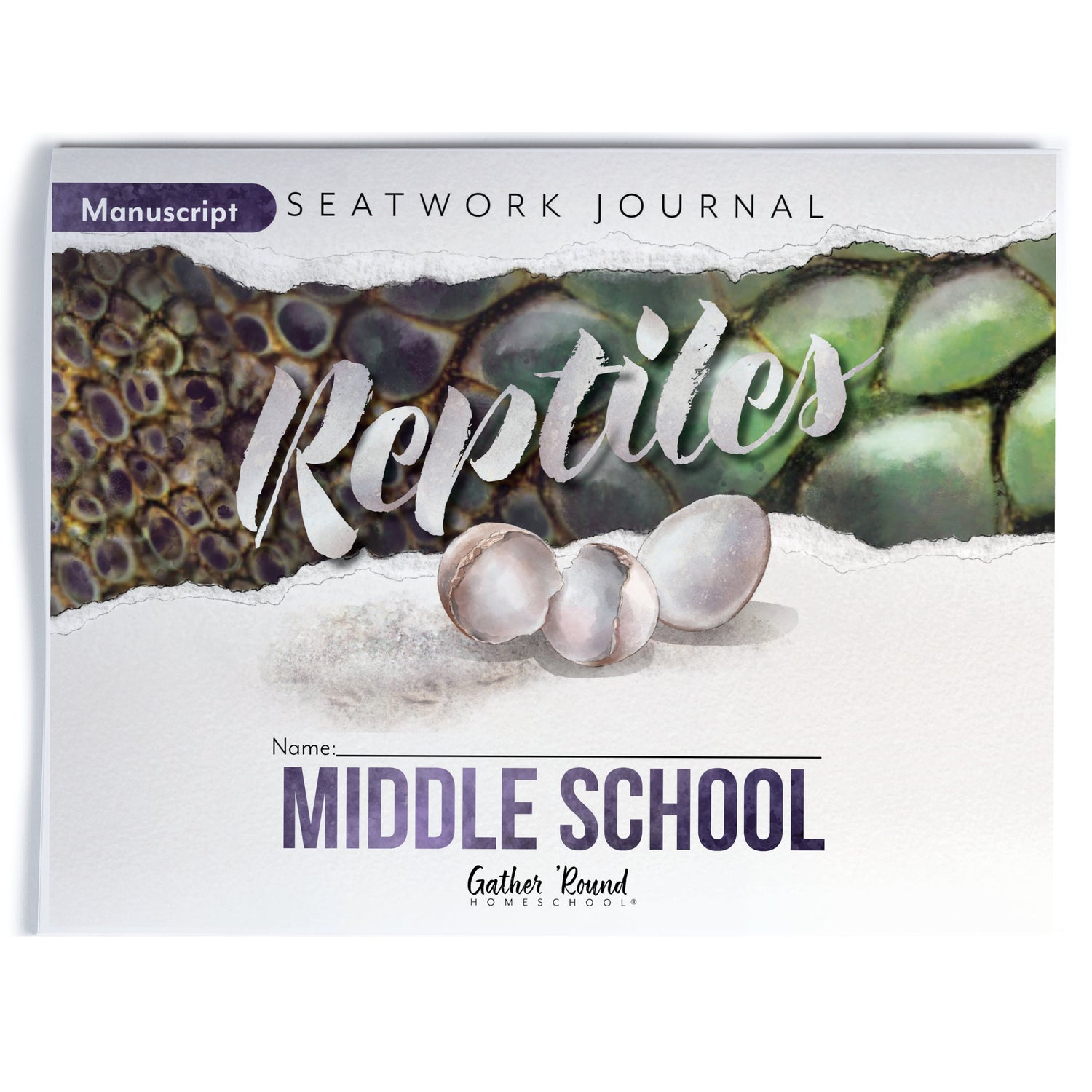 Reptiles homeschool unit study printed student seatwork journal in manuscript for Middle School