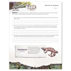 Reptiles homeschool unit study printed student workbook Middle School  Protected Animals Worksheet 