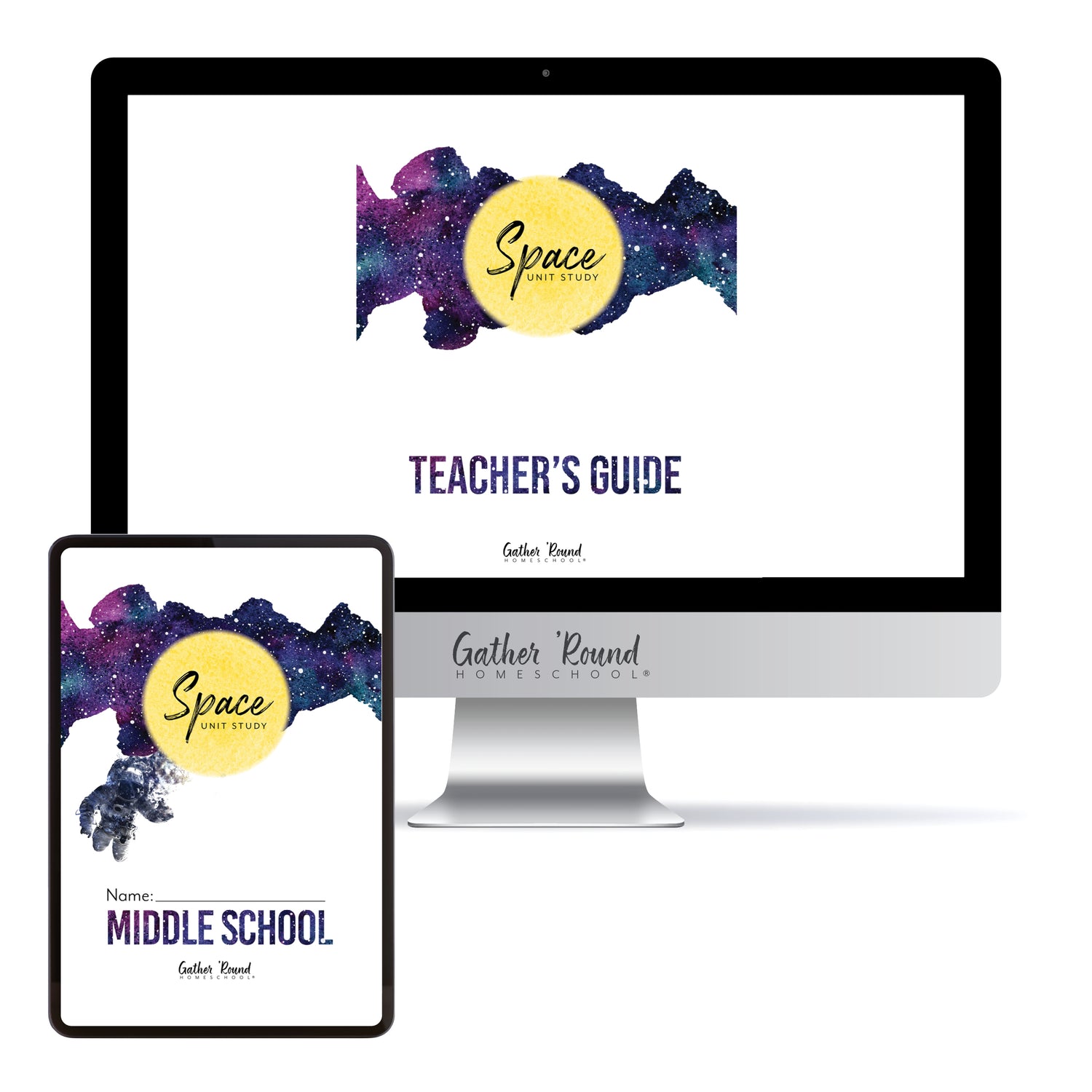 Space homeschool unit study digital student workbook in Middle School with Teacher's Guide bundle 