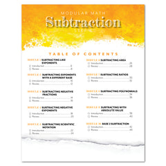 Subtraction Modular Math step 6 printed book table of contents