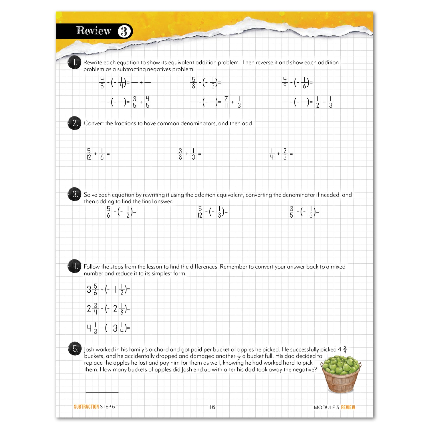 Subtraction Modular Math step 6 printed book module 3 review