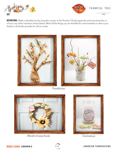 Thanksgiving Homeschool Unit Study Printed Middle School Student Book Lesson 2 Thankful Trees
