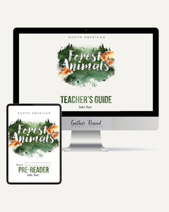 North American Forest Animals homeschool unit study digital student workbook  in pre reader with teacher's guide bundle