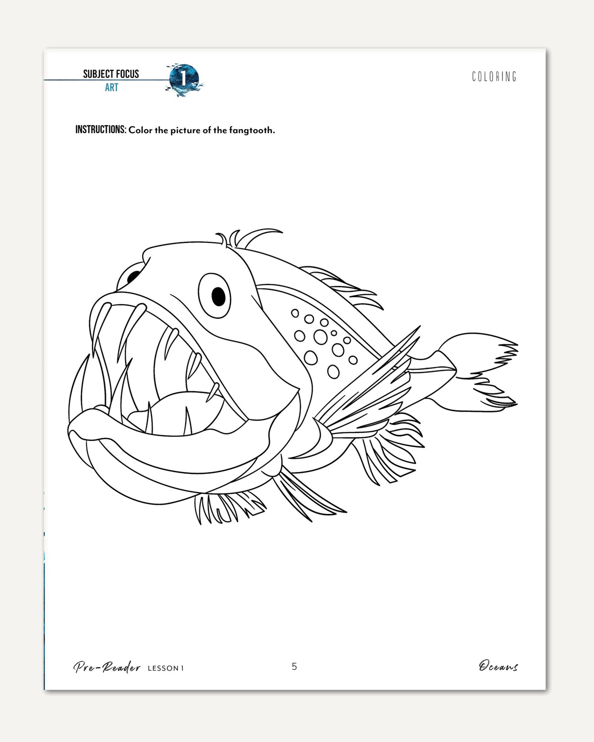 Oceans homeschool unit study digital student workbook for pre-reader with teacher's guide combo lesson one