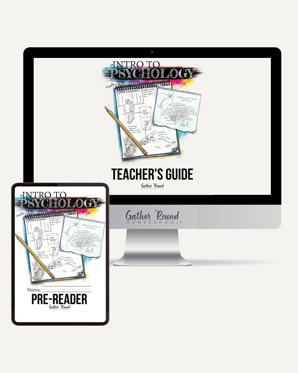 Psychology homeschool unit study digital student workbook in pre-reader with teacher's guide bundle