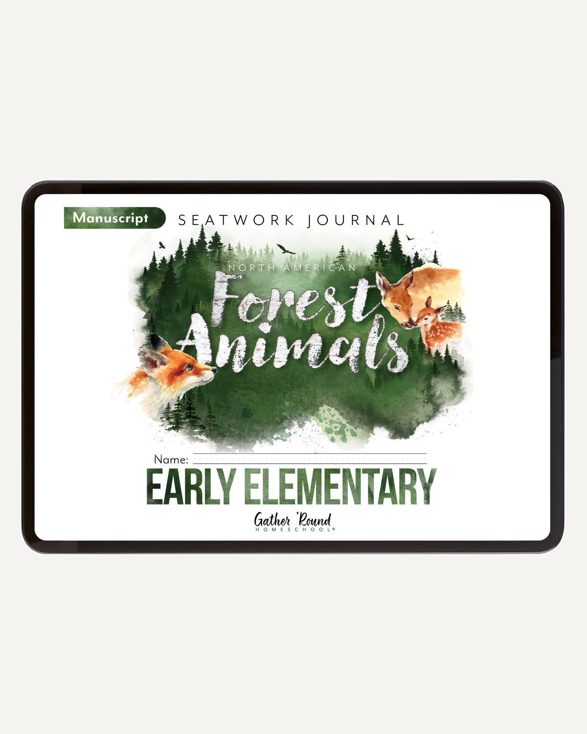 North American Forest Animals homeschool unit study digital student seatwork journal in manuscript for early elementary