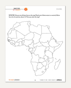 Africa homeschool unit study Printed Pre-Reader Student Book Page