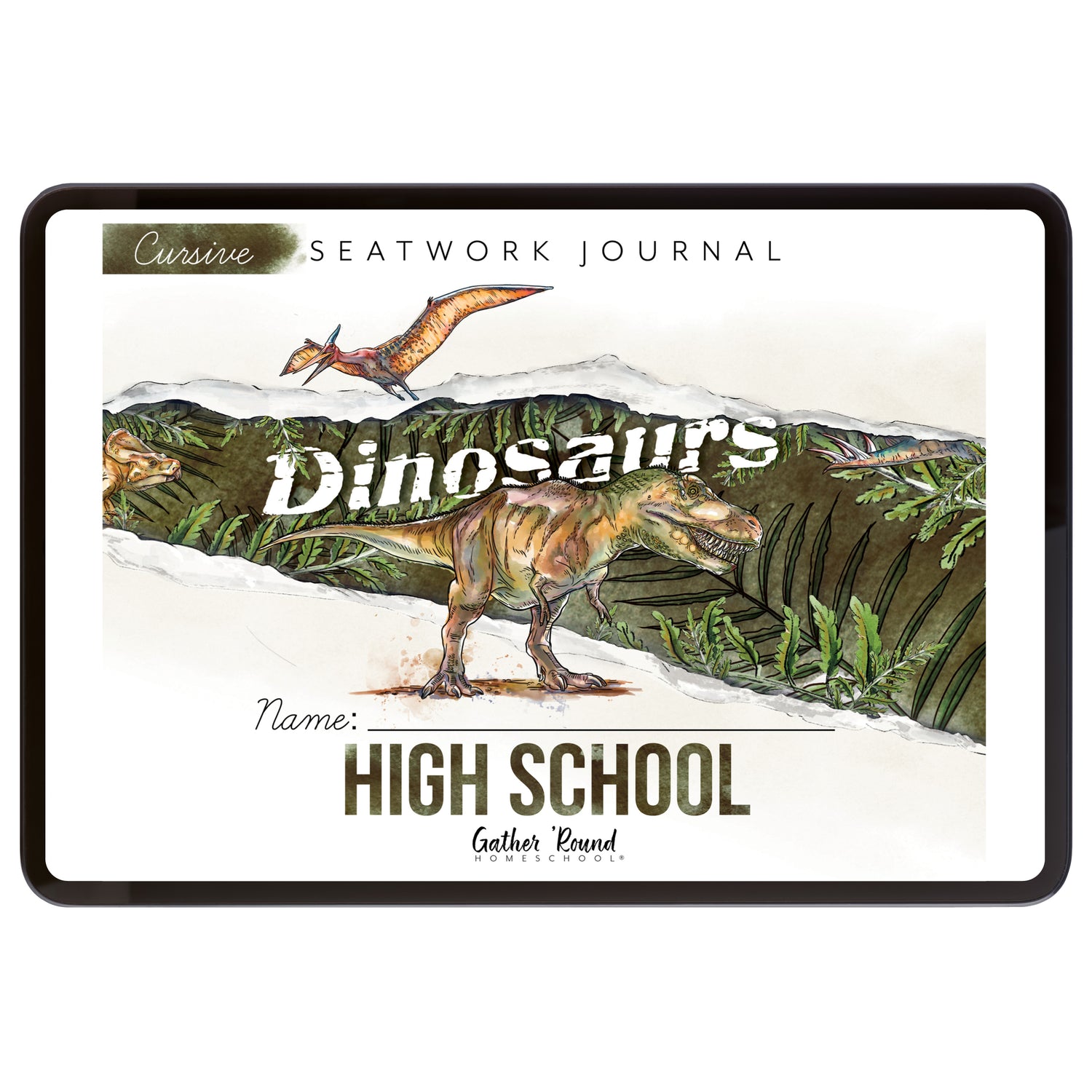 Dinosaurs Homeschool Unit Study Digital Seatwork Journal Cursive High School