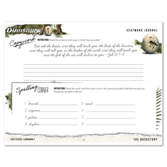 Dinosaurs Homeschool Unit Study Digital Seatwork Journal Cursive High School Copywork and Spelling