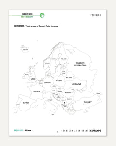 Europe homeschool unit study printed student book pre-reader lesson one