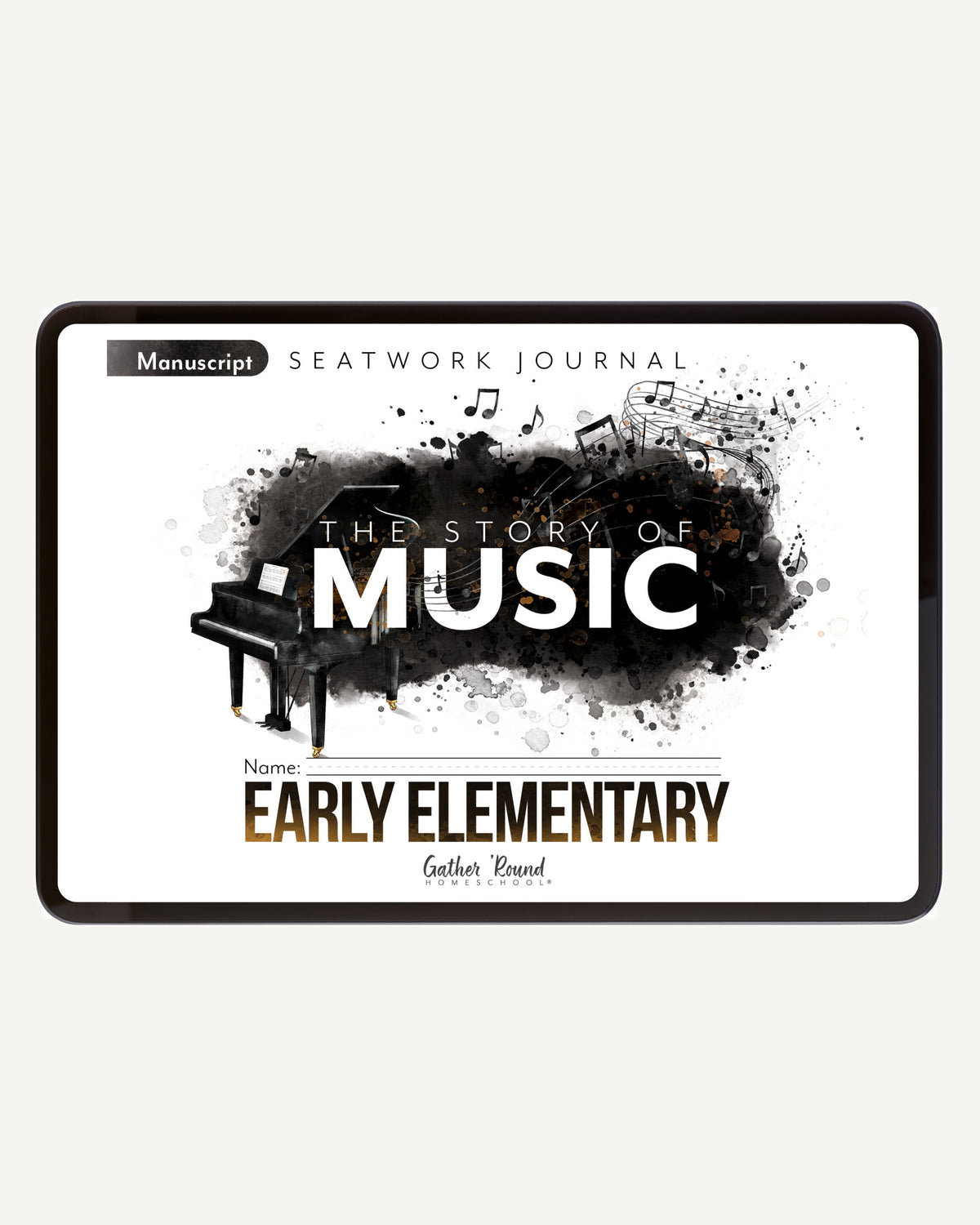 Music homeschool unit study digital student seatwork journal in manuscript for early elementary
