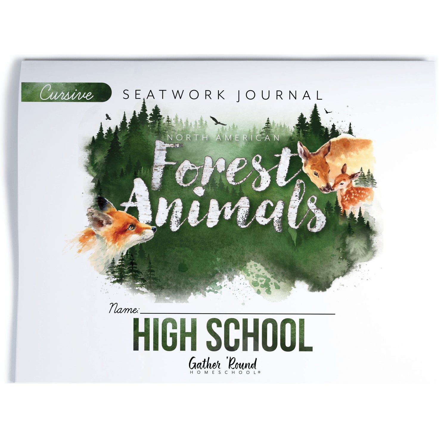 North American Forest Animals homeschool unit study print student seatwork journal in cursive for high school