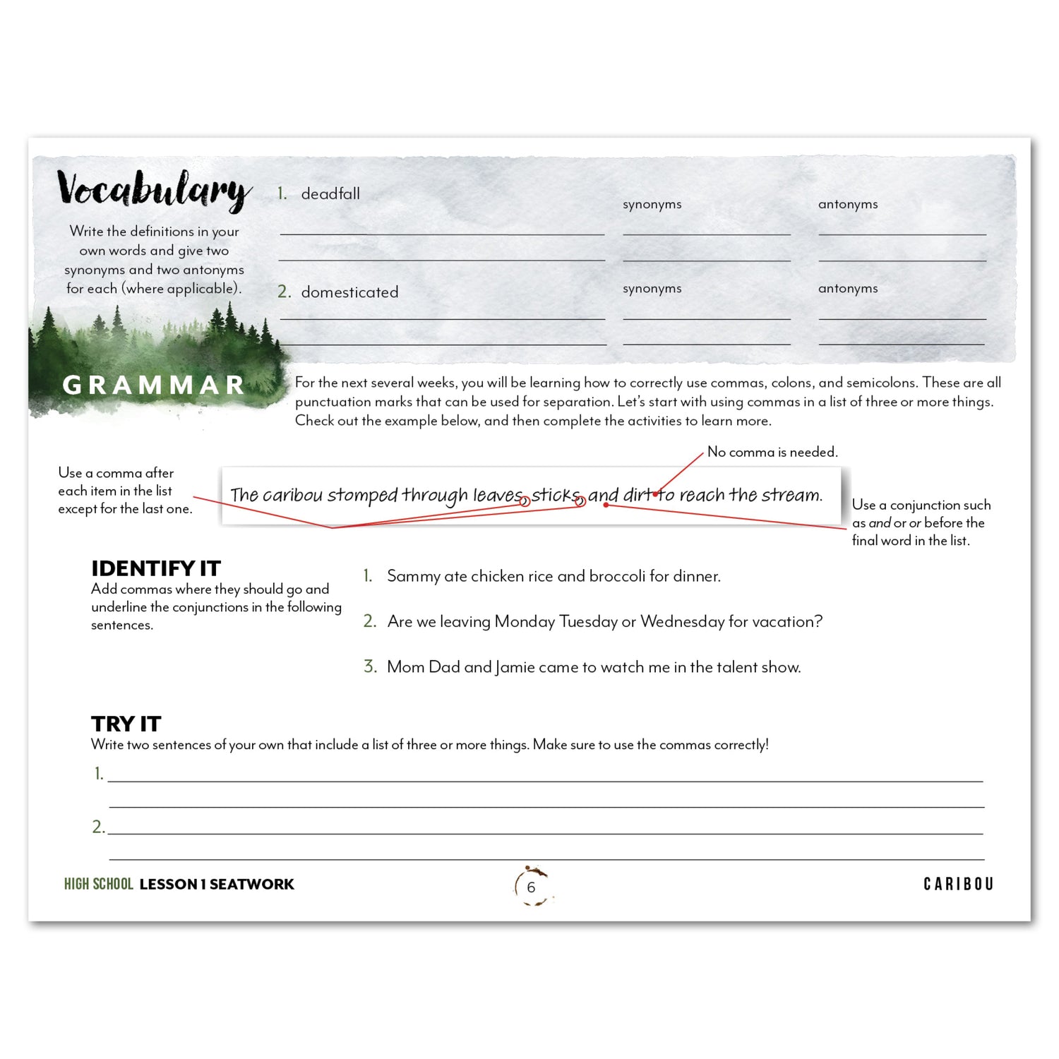 North American Forest Animals homeschool unit study digital student seatwork journal in manuscript for high school lesson one
