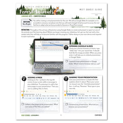 North American Forest Animals homeschool unit study print student workbook high school lesson one