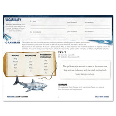 Ocean Life homeschool unit study digital seatwork journal in manuscript for high school lesson one worksheet