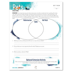 Pets homeschool unit study print student workbook high school vet tech worksheet