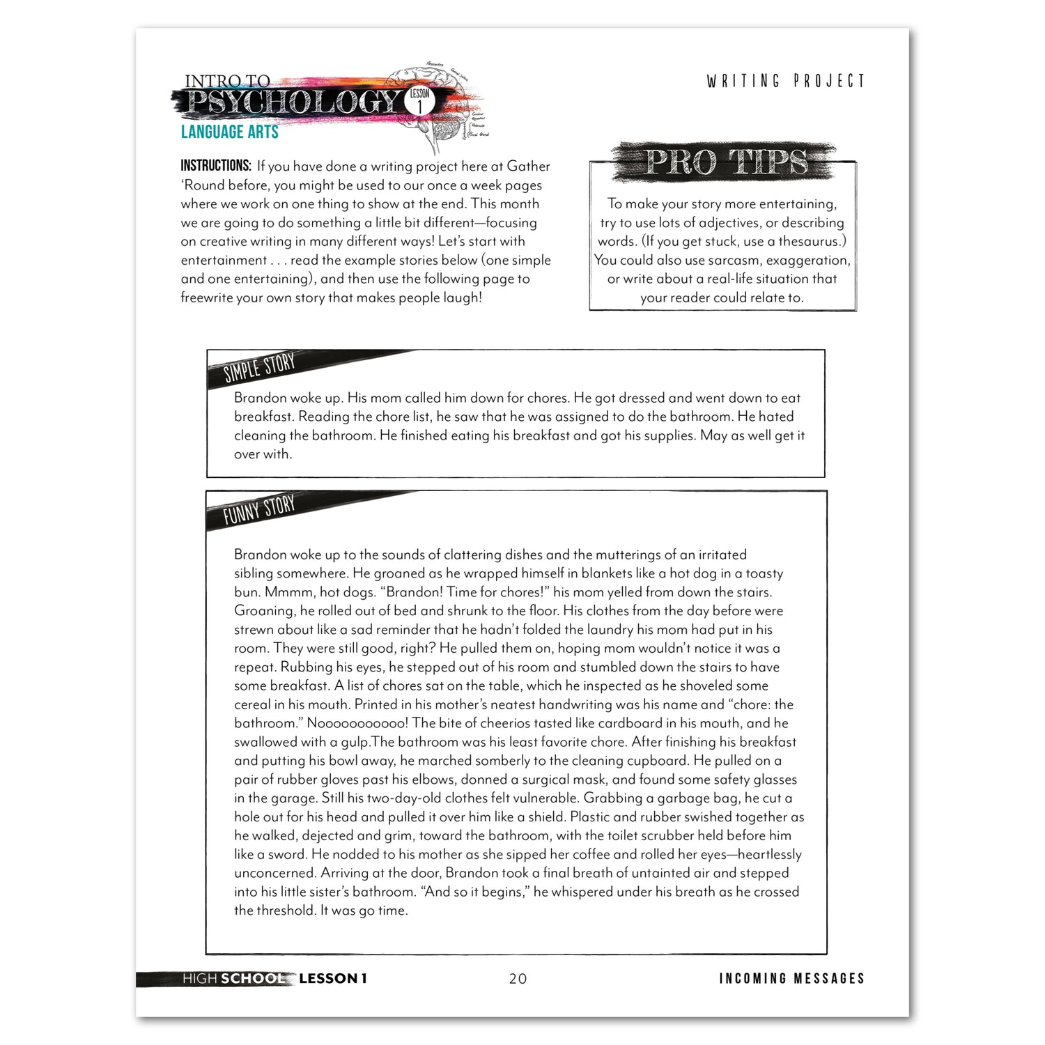 Psychology homeschool unit study print in high school writing project worksheet