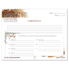 Renaissance and Revival Homeschool Unit Study Printed Seatwork Journal Cursive High School Lesson 10 Copywork and Spelling