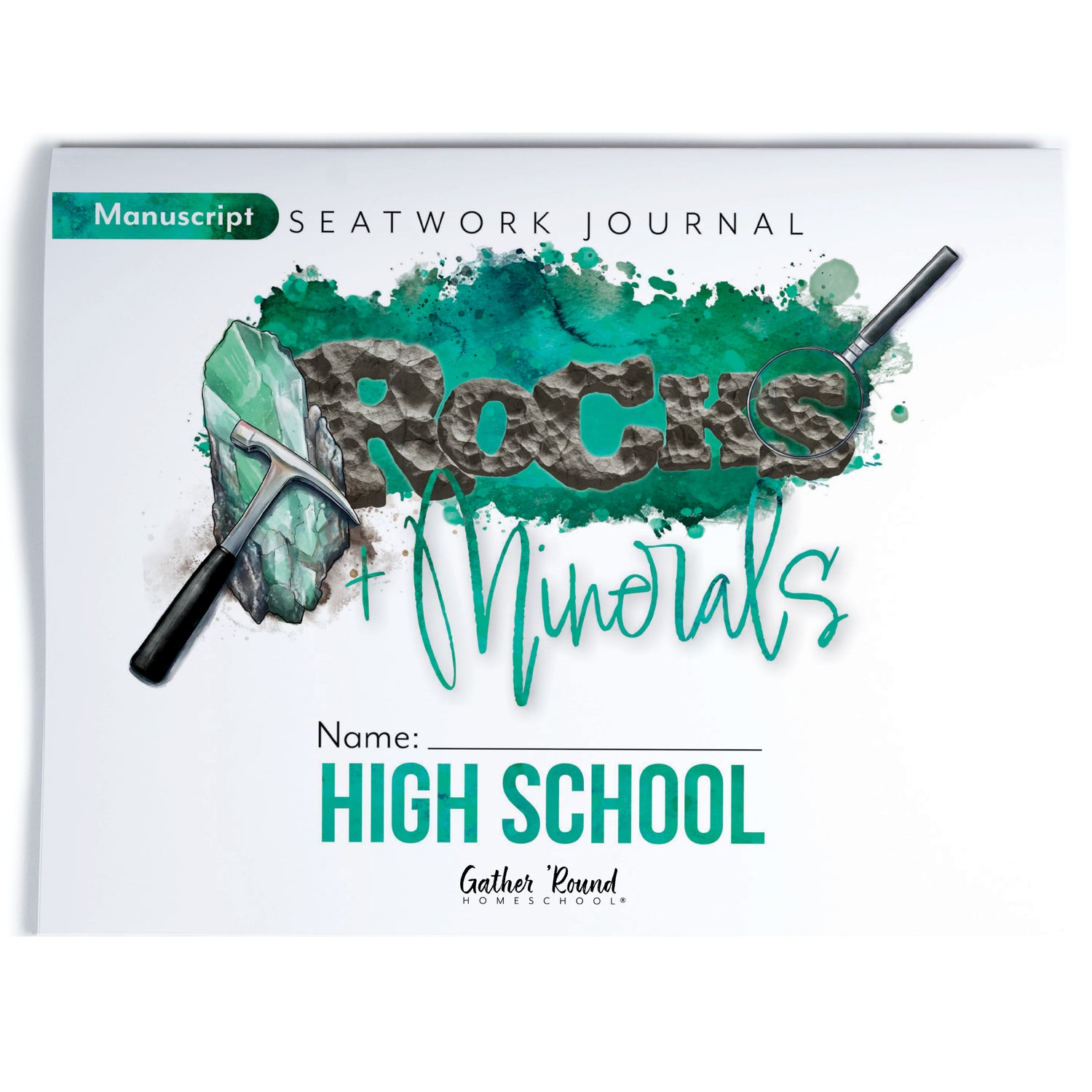 Rocks + Minerals homeschool unit study printed student seatwork journal in manuscript for High School