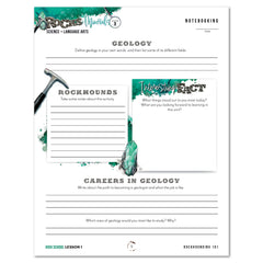 Rocks + Minerals homeschool unit study printed High School  notebooking worksheet
