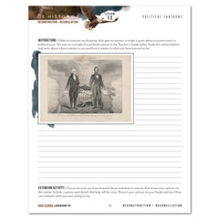 US History 3: Growing Identity: 1816-1899 Adventures Though History Homeschool Printed High School Student Book Lesson 13 Political Cartoons