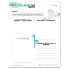 US History 5: A New Era: 1946-1975 Homeschool Unit Study Digital High School Book Lesson 13 Notebooking