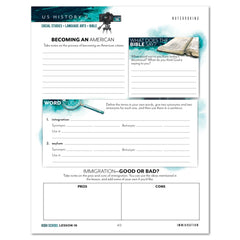 US History 6: History of Tomorrow Homeschool Unit Study Printed High School Student Book Lesson 16 Notebooking