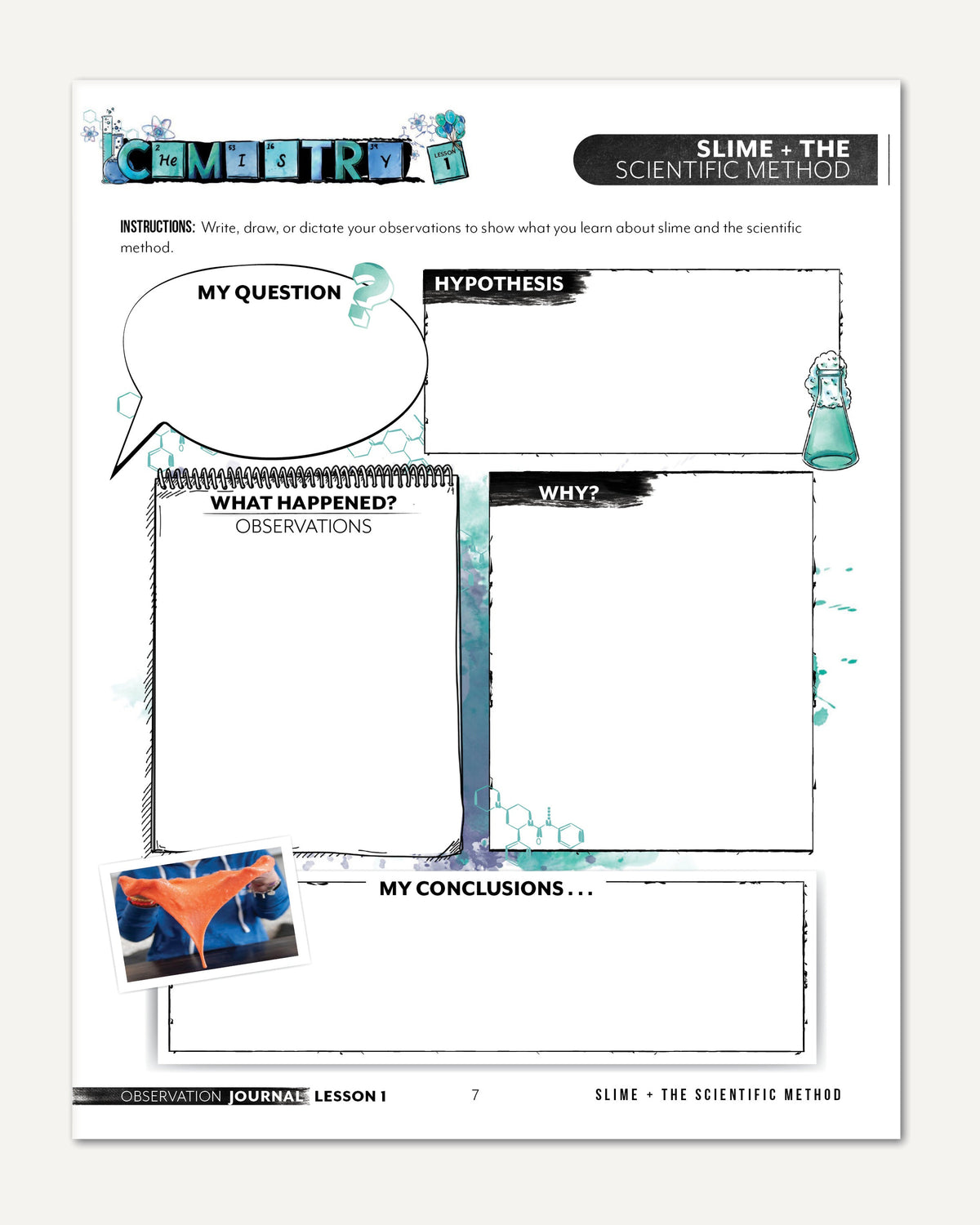 Chemistry Homeschool Unit Study Digital Observation Journal Level 1 Lesson 1 Slie and the Scientific Method