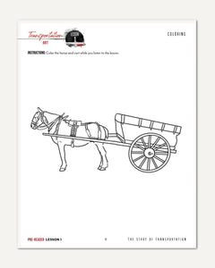 Transportation Homeschool Unit Study Digital Pre-Reader Student Book Lesson 1 Coloring