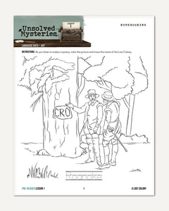 Unsolved Mysteries Homeschool Unit Study Printed Pre-Reader Student Book Lesson 1 Notebooking