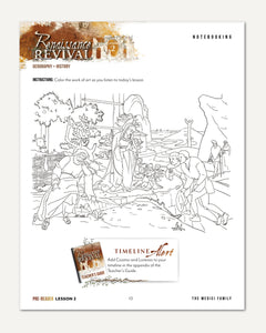Renaissance and Revival Homeschool Unit Study Printed Digital Pre-Reader Student Book Lesson 2 Notebooking