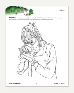 Creepy Crawlies Homeschool Unit Study Digital Pre-Reader Student Book Lesson 1 Coloring